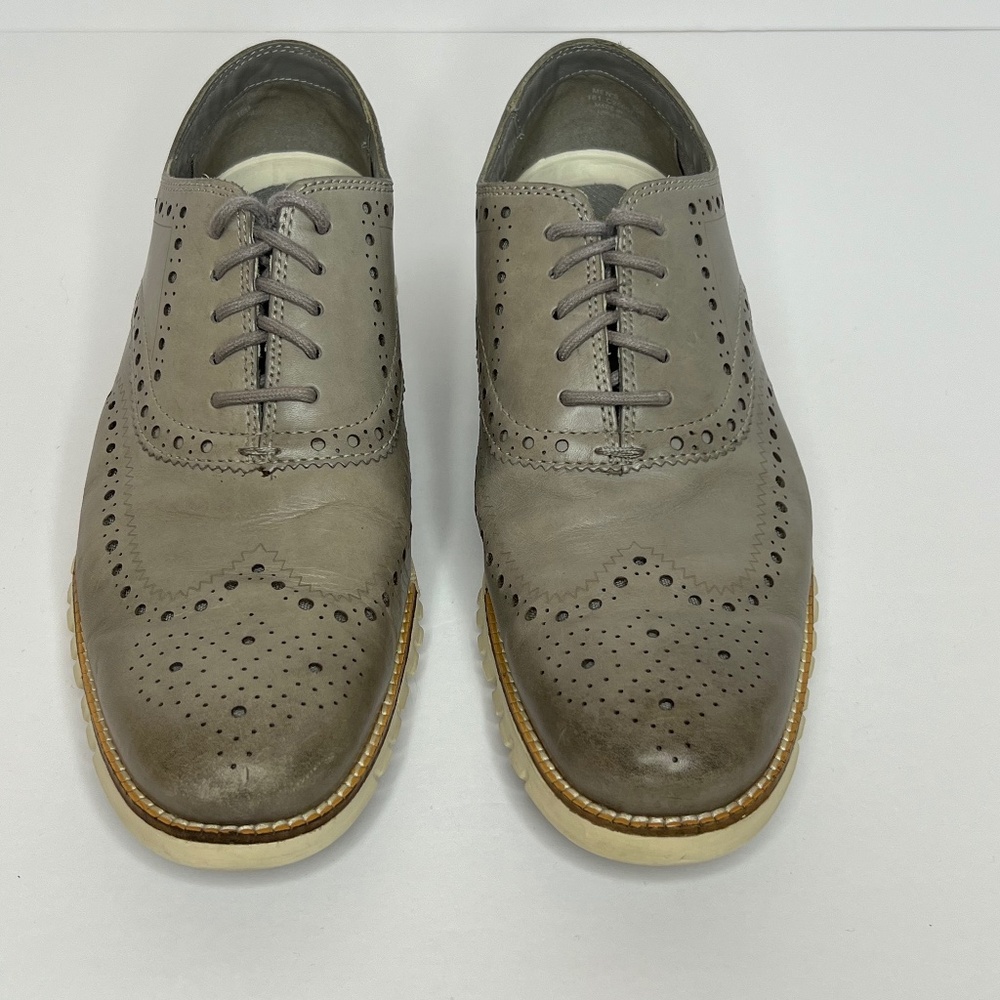 Cole Haan Zerogrand Gray Leather Wingtip Oxfords Mens 10M US